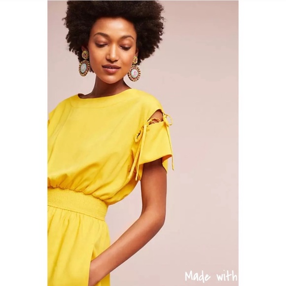 Anthropologie Yellow Ivetta Tie Sleeve Dress - Picture 2 of 8